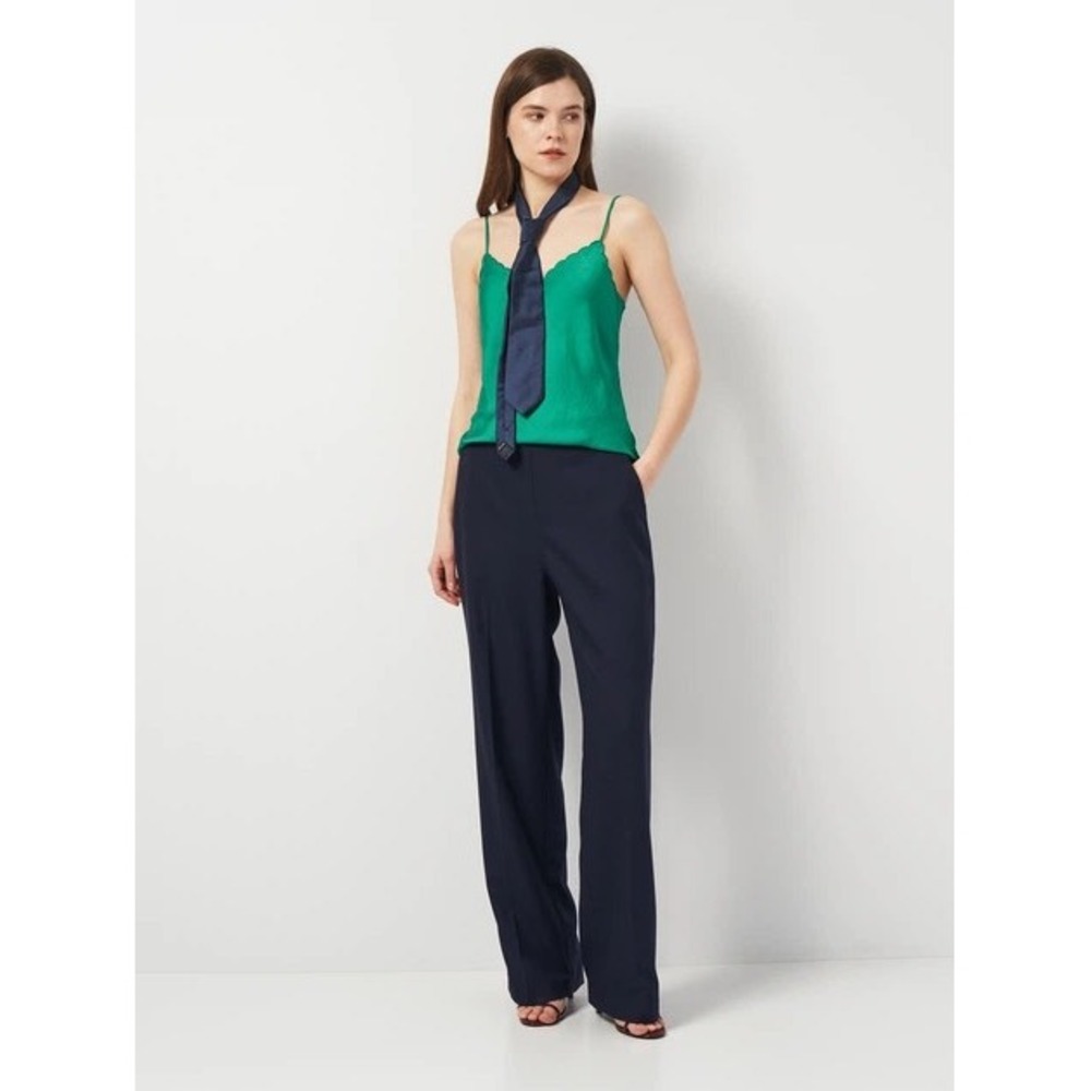 Zara Navy Navy High Waisted Wide Leg Pull On Trousers Pants size M NWT Career